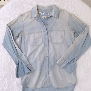 Madewell acid wash denim button down top